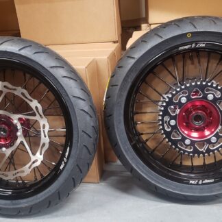 Ready to ship Honda CRF450L ABS SUPERMOTO CONVERSION KIT RED HUBS WITH BLACK RIMS AND TIRES